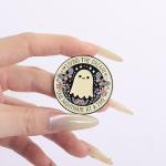 Cute Ghost Enamel Pin Butterfly Flower Round Brooch for Women Men Cartoon Novelty Living the Dream! One Nightmare at a Time Lapel Pins Badge Halloween Bag Jacket Backpack Hat Clothes Accessories