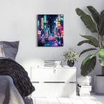 Japanese Wall Art Prints，Japan Neon Posters Abstract Illustration Wall Decor，Anime Tokyo Night Streets Poster Picture Canvas Art Painting For Living Room Bedroom Wall Decor 12x16 Inch