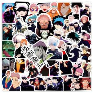 50Pcs Manga Jujutsu Kaisen Stickers Mixed Pack Cool Movie Cartoon Anime Stickers Decorative Sticker for Teens Adults Waterproof Sticker for Water Bottle Laptop (ZSHZ)