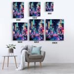 Japanese Wall Art Prints，Japan Neon Posters Abstract Illustration Wall Decor，Anime Tokyo Night Streets Poster Picture Canvas Art Painting For Living Room Bedroom Wall Decor 12x16 Inch