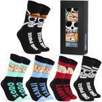 One Piece 5 Pack Crew Socks for Men, Teens, Funny Anime Breathable Socks for Work, Sports, Novelty Gifts for Men (8/12 UK, Black)