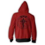 CHLOBLOM Edward Elric Cosplay Costume 3D Hoodie Zipper Jacket Pullover Sweatshirt (Medium, Color 1)