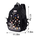 ZJYJING Ita Backpack with Pin Display Insert School Backpack for Girls Cute Ita Bag for Anime Badge Display (Black)