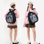 ZJYJING Ita Backpack with Pin Display Insert School Backpack for Girls Cute Ita Bag for Anime Badge Display (Black)