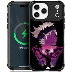 CARLOCA for iPhone 17 Pro Max Compatible with Magsafe Case for Girl Boy Shockproof Soft Silicone Protection Magnetic Charge Fashion Pattern Purple Anime Face