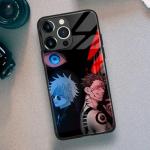 Akatxezy Anime Case for iPhone 16, 9H Tempered Glass Back Manga Cover, Shockproof TPU Bumper, Unique Glossy Japanese Art Shell