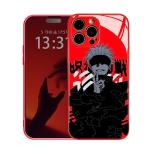 Akatxezy Red Anime Case for iPhone 13, 9H Tempered Glass Manga Cover, Shockproof Soft Silicone Bumper, Aesthetic Unique Art Shell