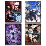 4PC[Black Framed] Jujutsu Kaisen Poster For Fans Kids Room Bedroom Wall Decor-Jujutsu Kaisen Anime Posters Canvas Prints Picture For Teen Boy Girls Gifts
