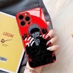 Akatxezy Red Anime Case for iPhone 13, 9H Tempered Glass Manga Cover, Shockproof Soft Silicone Bumper, Aesthetic Unique Art Shell