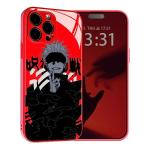Akatxezy Red Anime Case for iPhone 13, 9H Tempered Glass Manga Cover, Shockproof Soft Silicone Bumper, Aesthetic Unique Art Shell