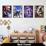4PC[Black Framed] Jujutsu Kaisen Poster For Fans Kids Room Bedroom Wall Decor-Jujutsu Kaisen Anime Posters Canvas Prints Picture For Teen Boy Girls Gifts