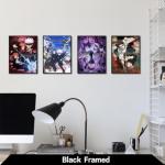 4PC[Black Framed] Jujutsu Kaisen Poster For Fans Kids Room Bedroom Wall Decor-Jujutsu Kaisen Anime Posters Canvas Prints Picture For Teen Boy Girls Gifts