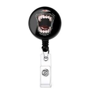 JJK Anime Badge Reel Anime Lover Gift Anime’s Fan Gift Ka-sen Merch JIK’s Manga Gift JJK Badge Holder with Clip (Gojo Mouth Badge)