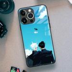 Akatxezy Anime Case for iPhone 12, 9H Tempered Glass Back with Soft TPU Bumper, Shockproof Manga Design Protective Cover