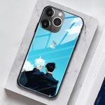 Akatxezy Anime Case for iPhone 12, 9H Tempered Glass Back with Soft TPU Bumper, Shockproof Manga Design Protective Cover