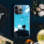 Akatxezy Anime Case for iPhone 12, 9H Tempered Glass Back with Soft TPU Bumper, Shockproof Manga Design Protective Cover
