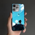 Akatxezy Anime Case for iPhone 12, 9H Tempered Glass Back with Soft TPU Bumper, Shockproof Manga Design Protective Cover