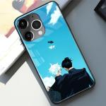 Akatxezy Anime Case for iPhone 12, 9H Tempered Glass Back with Soft TPU Bumper, Shockproof Manga Design Protective Cover