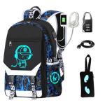 CHENGXiYANG Anime Luminous Backpack Waterproof.Cool Backpacks15.6 in Large capacity Laptopeight Backpack.with USBChargingHeadphones Port.Luminous Backpack.Security Lock