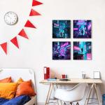 Japanese Anime Poster Cyberpunk Wall Art Tokyo Neon Night City Pictures Cool Boys Gaming Room Decor Abstract Futuristic Poster Modern City Painting Teens Bedroom Artwork Home Decoration 12x12" 4Pcs