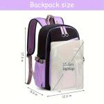 YWOIHL Cute Anime Style Backpack for Girls Cartoon Backpack for Teens Students Fashion School Bag with Pompom Charm (Black Purple)