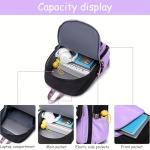 YWOIHL Cute Anime Style Backpack for Girls Cartoon Backpack for Teens Students Fashion School Bag with Pompom Charm (Black Purple)