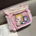 cute kawaii ita bag crossbody tote bag, pin display with Insert bow large messenger bag crossbody, cute tote bags with zipper ruffle y2k, kpop japanese trendy purse aesthetic