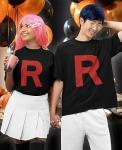 Tstars Team Rocket Shirt - R Letter Halloween Themed T-Shirt for Men - Funny Anime Tee XX-Large Black