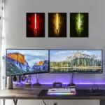 Cyberpunk Wall Art Red Yellow Green Light Saber Picture Anime Poster for Boys Room Decor Abstract Neon Lightsaber Artwork Pop Graffiti Wars Canvas Prints Modern Artwork Playroom Decorations 12x16" 3P