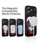 FEWGEY for 17 Pro Case Anime Compatible with Magsafe, Silicone Black Cute Japanese Anime Design Magnetic Shock Proof Heavy-Duty Protection Phone Case for Men Boys Women Girls