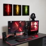 Cyberpunk Wall Art Red Yellow Green Light Saber Picture Anime Poster for Boys Room Decor Abstract Neon Lightsaber Artwork Pop Graffiti Wars Canvas Prints Modern Artwork Playroom Decorations 12x16" 3P