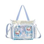 Ita Bag,DIY Pin Display Bag with Insert and Accessories,4 Color Anime Kawaii Ita Crossbody Purse with Adjustable Straps,Lace Cute Itabag with Clear Pocket, Y2K Shoulder Bags for Women(Blue)