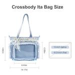 Ita Bag,DIY Pin Display Bag with Insert and Accessories,4 Color Anime Kawaii Ita Crossbody Purse with Adjustable Straps,Lace Cute Itabag with Clear Pocket, Y2K Shoulder Bags for Women(Blue)