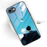 Akatxezy Anime Phone Case for iPhone 16e, Manga Design Tempered Glass Back with Soft Silicone Bumper, Shockproof Glossy Cover Shell