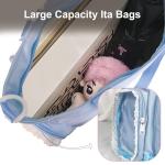 Ita Bag,DIY Pin Display Bag with Insert and Accessories,4 Color Anime Kawaii Ita Crossbody Purse with Adjustable Straps,Lace Cute Itabag with Clear Pocket, Y2K Shoulder Bags for Women(Blue)