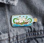 Pinsanity Ship In A Bottle Attacked by Sea Monster Enamel Lapel Pin