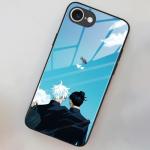 Akatxezy Anime Phone Case for iPhone 16e, Manga Design Tempered Glass Back with Soft Silicone Bumper, Shockproof Glossy Cover Shell