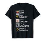 Eat Sleep Anime Gaming Repeat T-Shirt for Kids