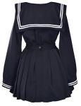 Classic Japanese School Girls Sailor Dress Shirts Uniform Anime Cosplay Costumes with Socks Set(Black)(L = Asia XL)(SSF08BK)