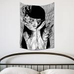EWRITN Canvas Anime Tomie Revenge Junji Ito Tapestry, Hanging Dorm Party Backdrop Decorations Home Decorations for Living Room Bedroom(60 x 40 in)