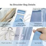 Ita Bag,DIY Pin Display Bag with Insert and Accessories,4 Color Anime Kawaii Ita Crossbody Purse with Adjustable Straps,Lace Cute Itabag with Clear Pocket, Y2K Shoulder Bags for Women(Blue)