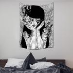 EWRITN Canvas Anime Tomie Revenge Junji Ito Tapestry, Hanging Dorm Party Backdrop Decorations Home Decorations for Living Room Bedroom(60 x 40 in)