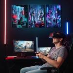 Anime Posters Framed Anime Wall Art Canvas Prints 3 Pieces Tokyo Neon Night Cityscape Modern Japanese Street Landscape Painting for Gaming Room Decor, Boys Bedroom, Man Cave (16x24 inch, Large)