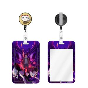TJIUSI Anime Badge Holder with Retractable Reel Silly Name Tag Card Holder Anime ID Badge Retractable Clip with Funny Alligator Clip for Nurses Student Teacher Women Men