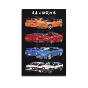 LINWDSB Japanese Legendary JDM Sports Cars Poster - Retro Anime Wall Art (Supra A80, Skyline GT-R R34R32, AE86) - Classic Japanese Car Decor for Garage Man Cave Unframe-style-2 12x18inch(30x45cm)