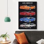LINWDSB Japanese Legendary JDM Sports Cars Poster - Retro Anime Wall Art (Supra A80, Skyline GT-R R34R32, AE86) - Classic Japanese Car Decor for Garage Man Cave Unframe-style-2 12x18inch(30x45cm)