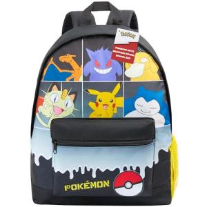 Pokemon Backpack for Kids Teens Boys Girls, Pikachu Anime Backpacks, Bag for Daycare Sports Vacation Travel, School Gift (Black Grid)
