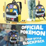 Pokemon Backpack for Kids Teens Boys Girls, Pikachu Anime Backpacks, Bag for Daycare Sports Vacation Travel, School Gift (Black Grid)
