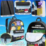 Pokemon Backpack for Kids Teens Boys Girls, Pikachu Anime Backpacks, Bag for Daycare Sports Vacation Travel, School Gift (Black Grid)