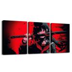 Japanese Anime Canvas Wall Art For Kids, Anime Girl Artwork Posters 12"X 16" Japanese Girl Picture Wall Decor, Kawaii Animation Red Black Painting For Living Room Kitchen Dining Room Wall Decor
